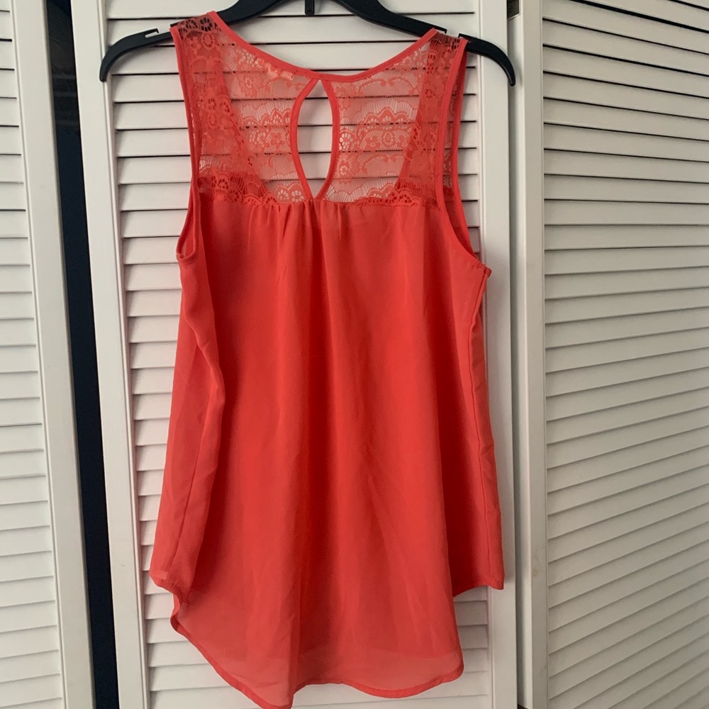 Orange Ruffle and Lace Top - Picture 2 of 4